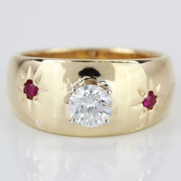 Jewelry | Vintage 14k Yellow Gold Diamond And Ruby Anniversary Wedding ...